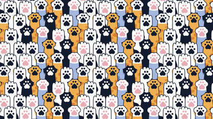 Cat Paws Pattern Wallpaper - Adorable Decor for Kid's and Nursery Rooms #6576
