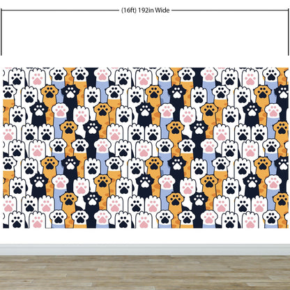 Cat Paws Pattern Wallpaper - Adorable Decor for Kid's and Nursery Rooms #6576