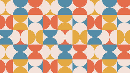Retro Circle Geometric Wallpaper Peel and Stick Mural. Groovy Shape Patterns Mid Century Modern Retro Design. #6578