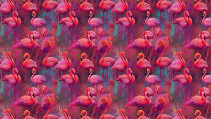 Bright Pink Flamingos Wallpaper - Modern Miami Vibes, Tropical Home Decor #6581