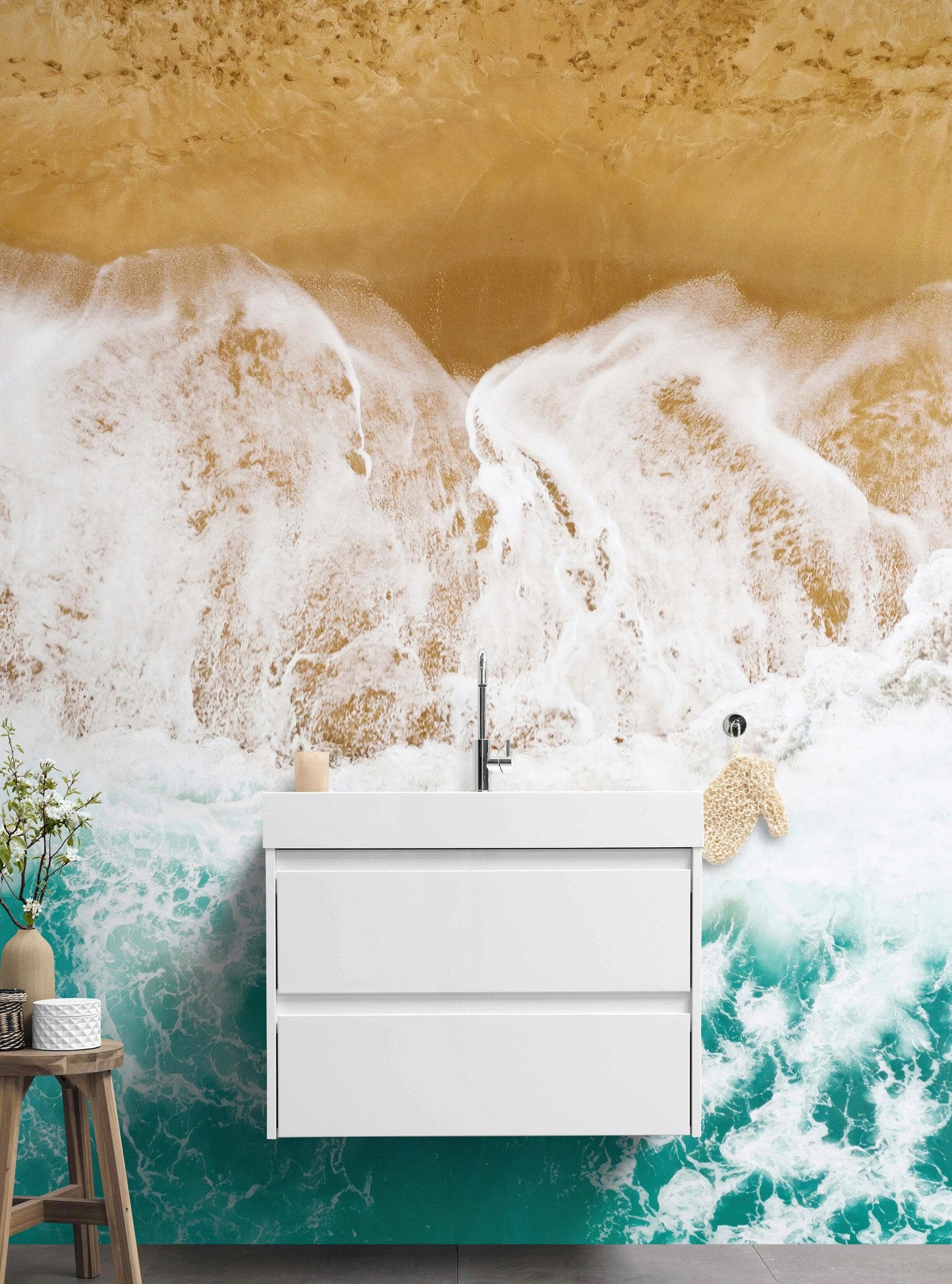 Custom Beach House Wallpaper Peel and Stick Mural. Personalized Text / Quote Family Beach Wall Art. #6592