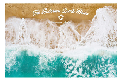 Custom Beach House Wallpaper Peel and Stick Mural. Personalized Text / Quote Family Beach Wall Art. #6592