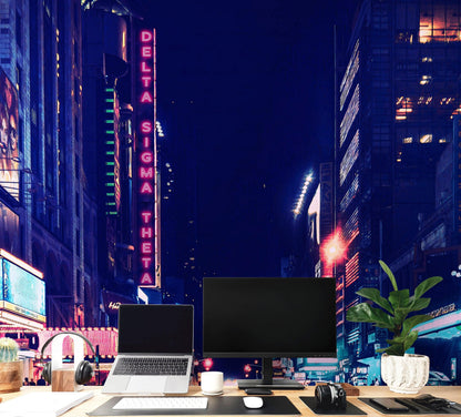 Personalized Neon Name on City Billboard Wall Mural. #6595