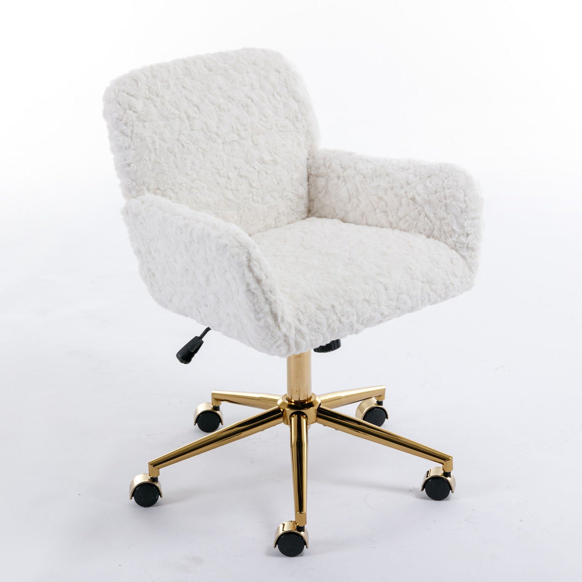 Office Chair, Artificial Rabbit Hair Home Office Chair With Metal Base, Adjustable Desk Chair Swivel Office Chair, Vanity Chair