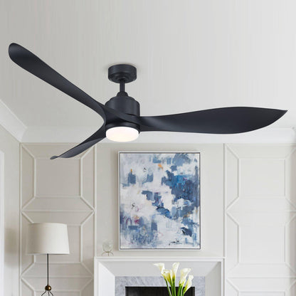66'' Misael Propeller Integrated Led Indoor Modern Black Ceiling Fan With Remote And Light Kit Included
