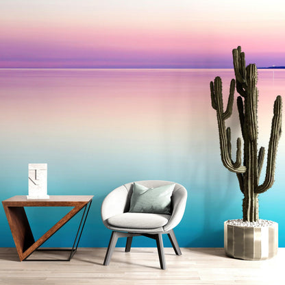 Pastel Pink Sunset Ocean Wallpaper Mural - Tropical Calm Waters. #6603