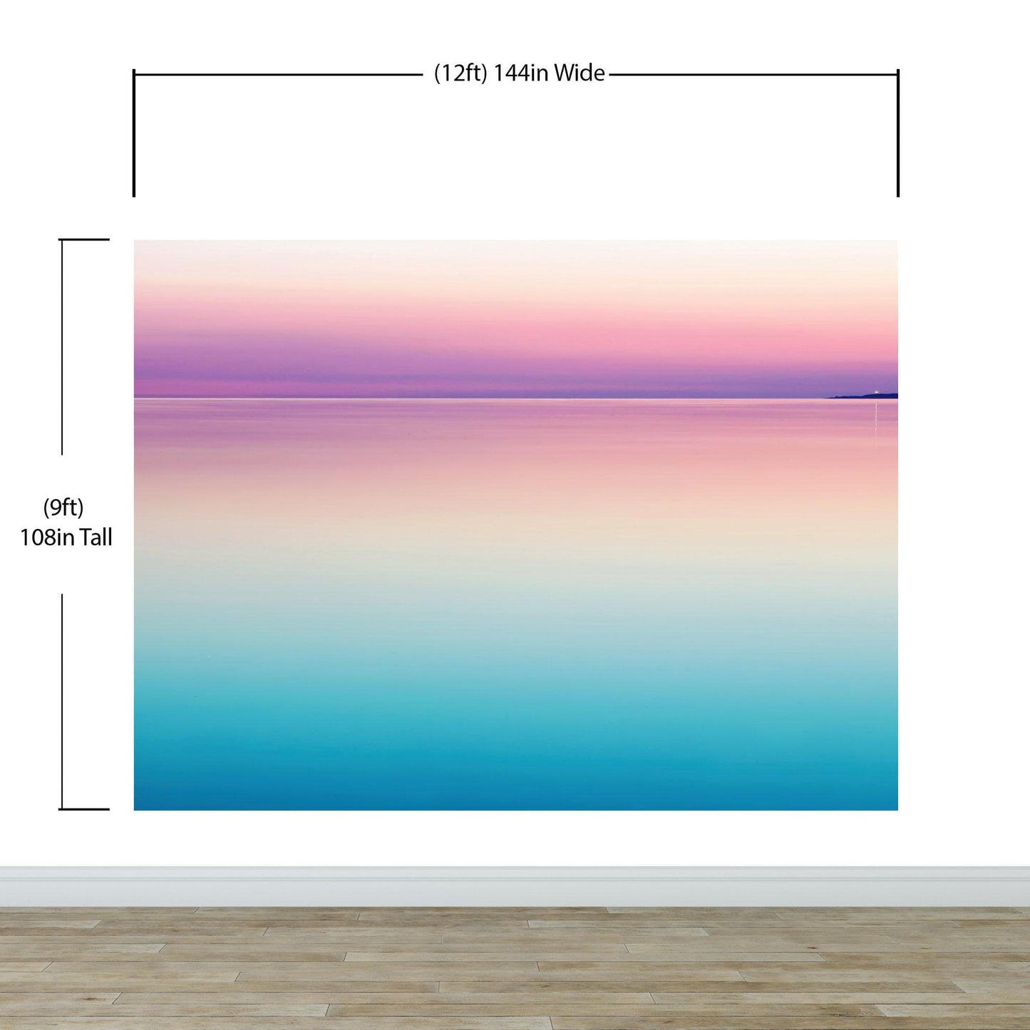 Pastel Pink Sunset Ocean Wallpaper Mural - Tropical Calm Waters. #6603