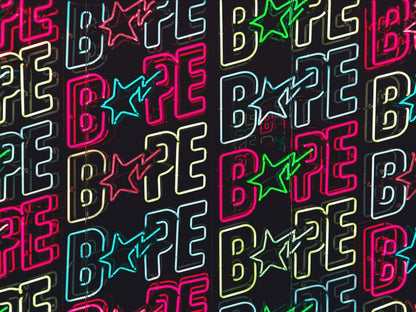 Neon Bape Brand Lights Wallpaper Mural. Streetwear Hype Beast Aesthetics. #6604