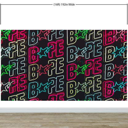 Neon Bape Brand Lights Wallpaper Mural. Streetwear Hype Beast Aesthetics. #6604