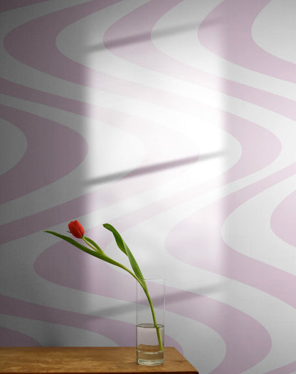 Pink Swirly Lines Abstract Wallpaper Mural. #6635