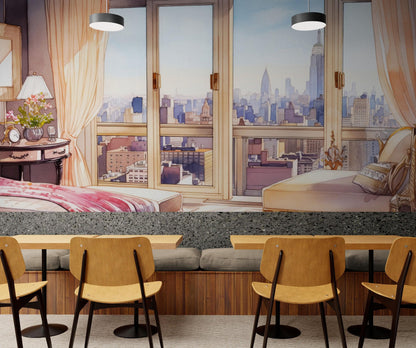 New York City Penthouse View Wallpaper Mural. #6660