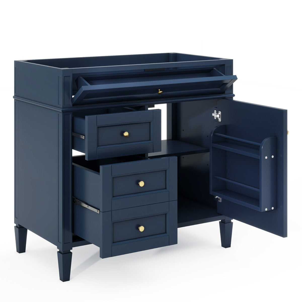Bathroom Vanity With 2 Drawers And Tip-Out Drawer, Storage Cabinet