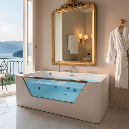Nuvia Veloria 67-Inch 7-Jets Hydrotherapy Whirlpool Bathtub With Glass Panel (SAK25480)