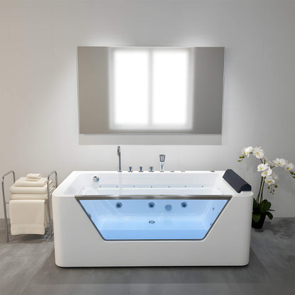 Nuvia Veloria 67-Inch 7-Jets Hydrotherapy Whirlpool Bathtub With Glass Panel (SAK25480)