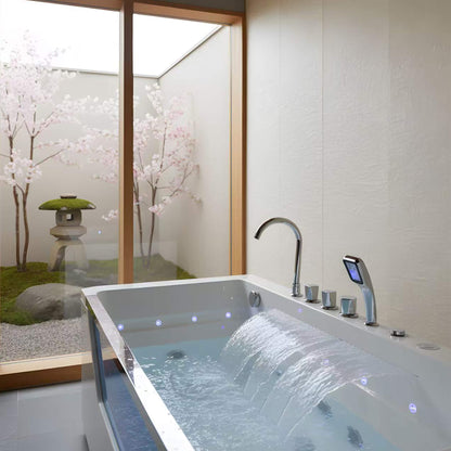 Nuvia Veloria 67-Inch 7-Jets Hydrotherapy Whirlpool Bathtub With Glass Panel (SAK25480)