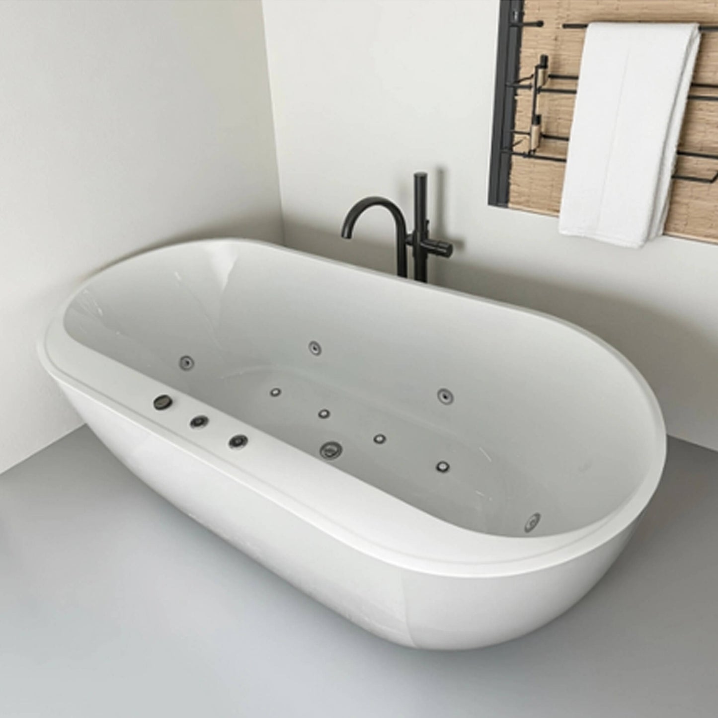 Nuvia Cascade 67-Inch Whirlpool Air Bath Soaking Tub With Adjustable Air Blower [No Faucet] (SAK68427)