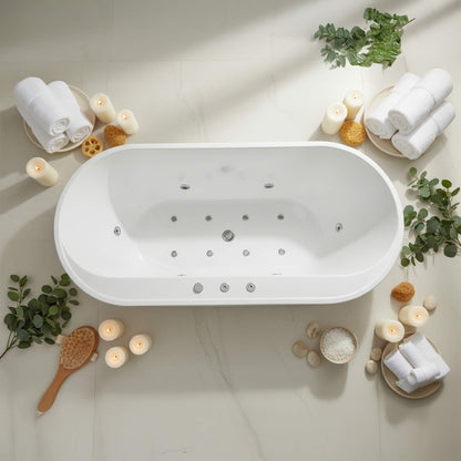 Nuvia Cascade 67-Inch Whirlpool Air Bath Soaking Tub With Adjustable Air Blower [No Faucet] (SAK68427)