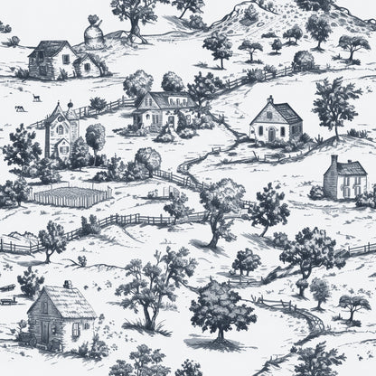 Rustic Wallpaper Peel and Stick Wall Mural. Countryside Motif Wall Decor. #6729