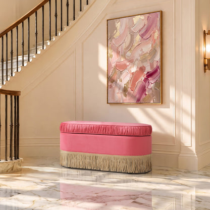 Serena - Contemporary Design Oval Storage Bench Ottoman