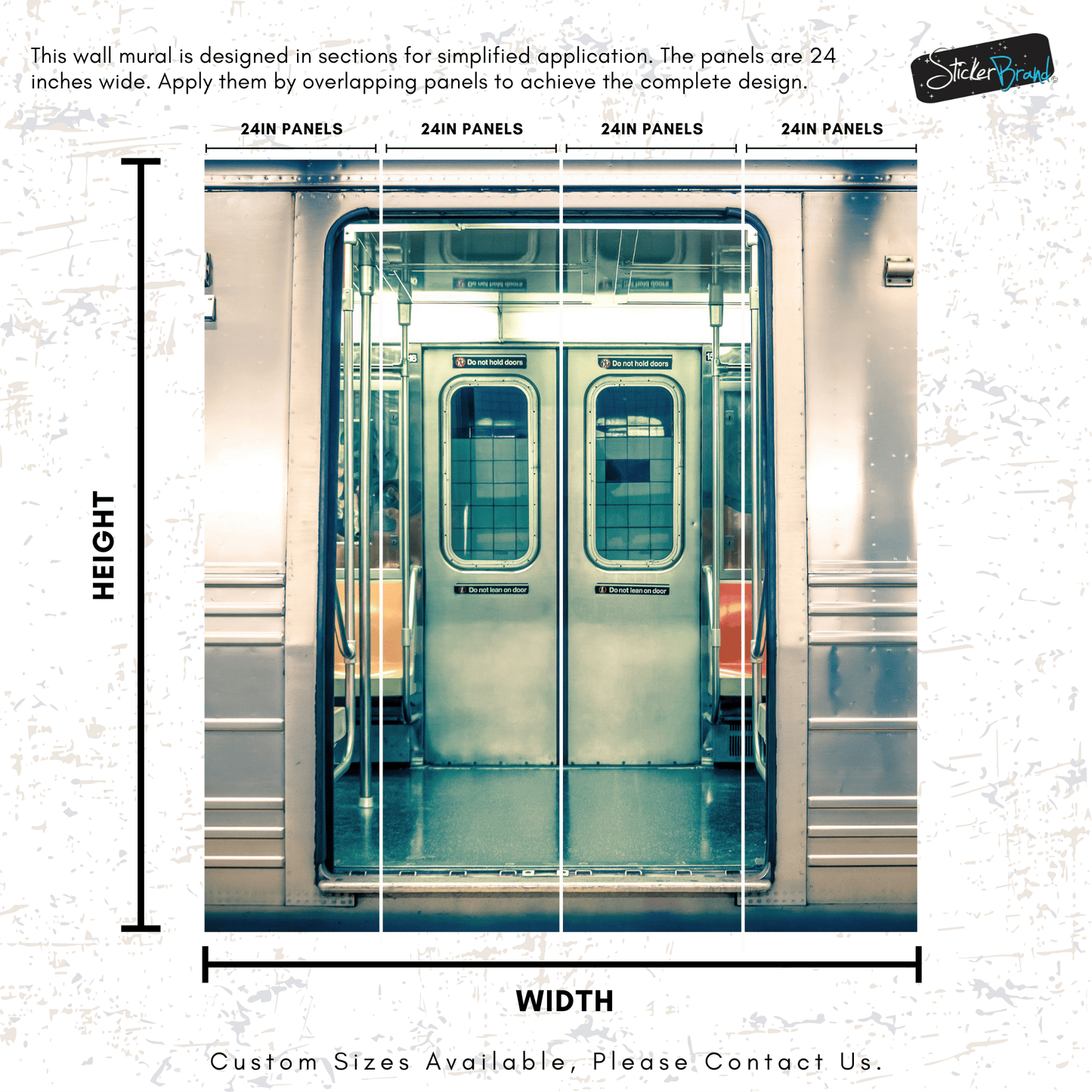 Subway Train Wall Mural Wallpaper. Urban NYC Decor. #6775