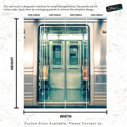 Subway Train Wall Mural Wallpaper. Urban NYC Decor. #6775