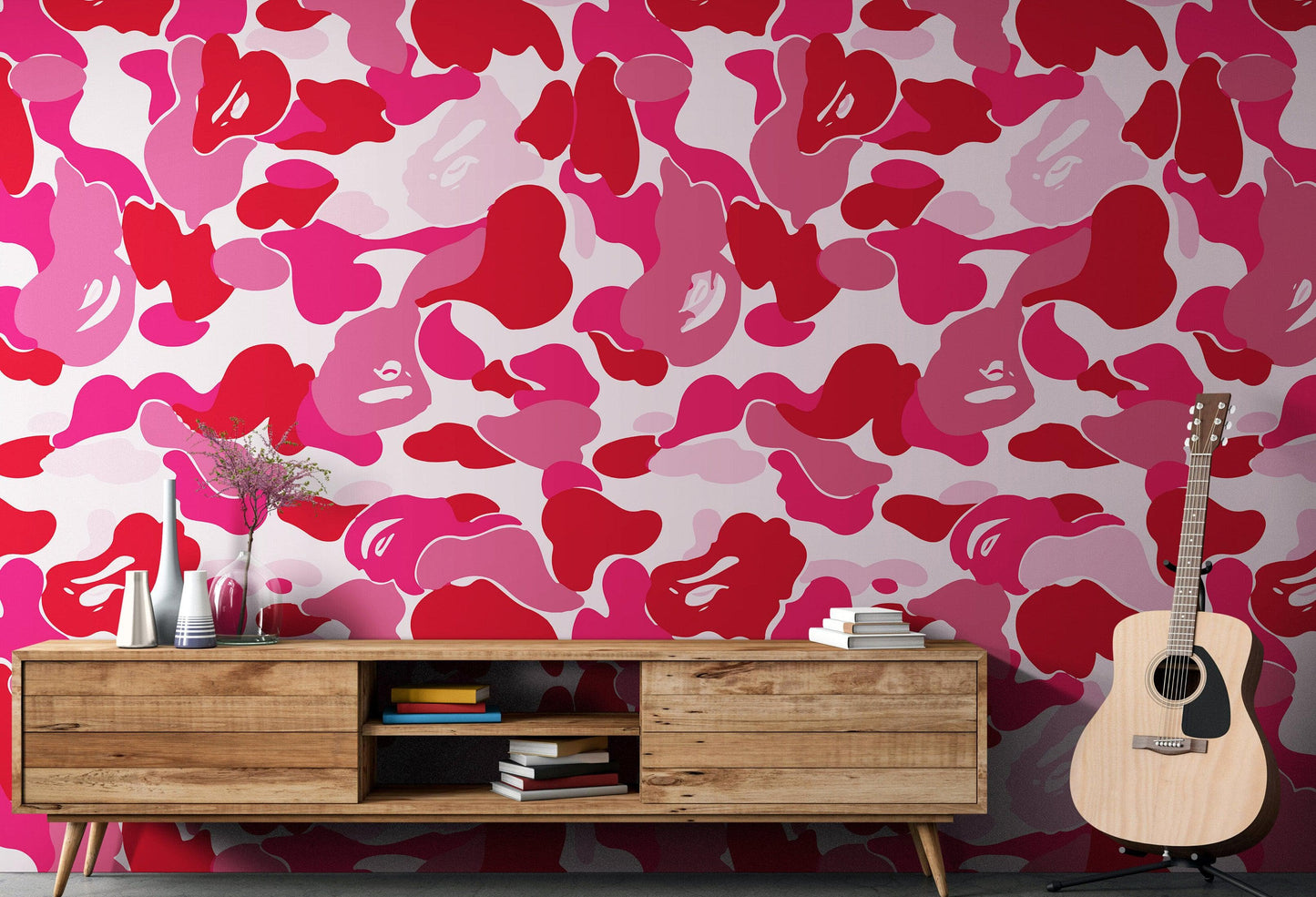 Bape Camo Wallpaper Mural. Pink Camo Streetwear Hype Beast Aesthetics. #6835