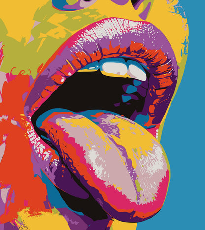 Glamour Chic Pop Art. Sexy Girl with Tongue Out Wall Mural. #6875