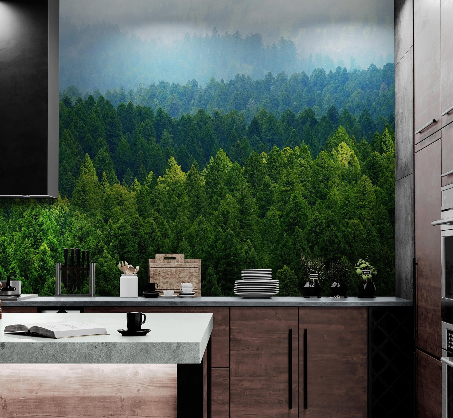 Green Forest Wallpaper Mural. Scenic Landscape Wall Mural. #6894