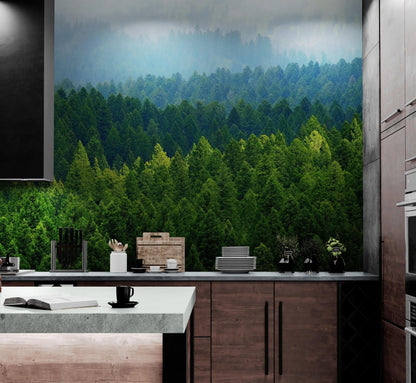 Green Forest Wallpaper Mural. Scenic Landscape Wall Mural. #6894