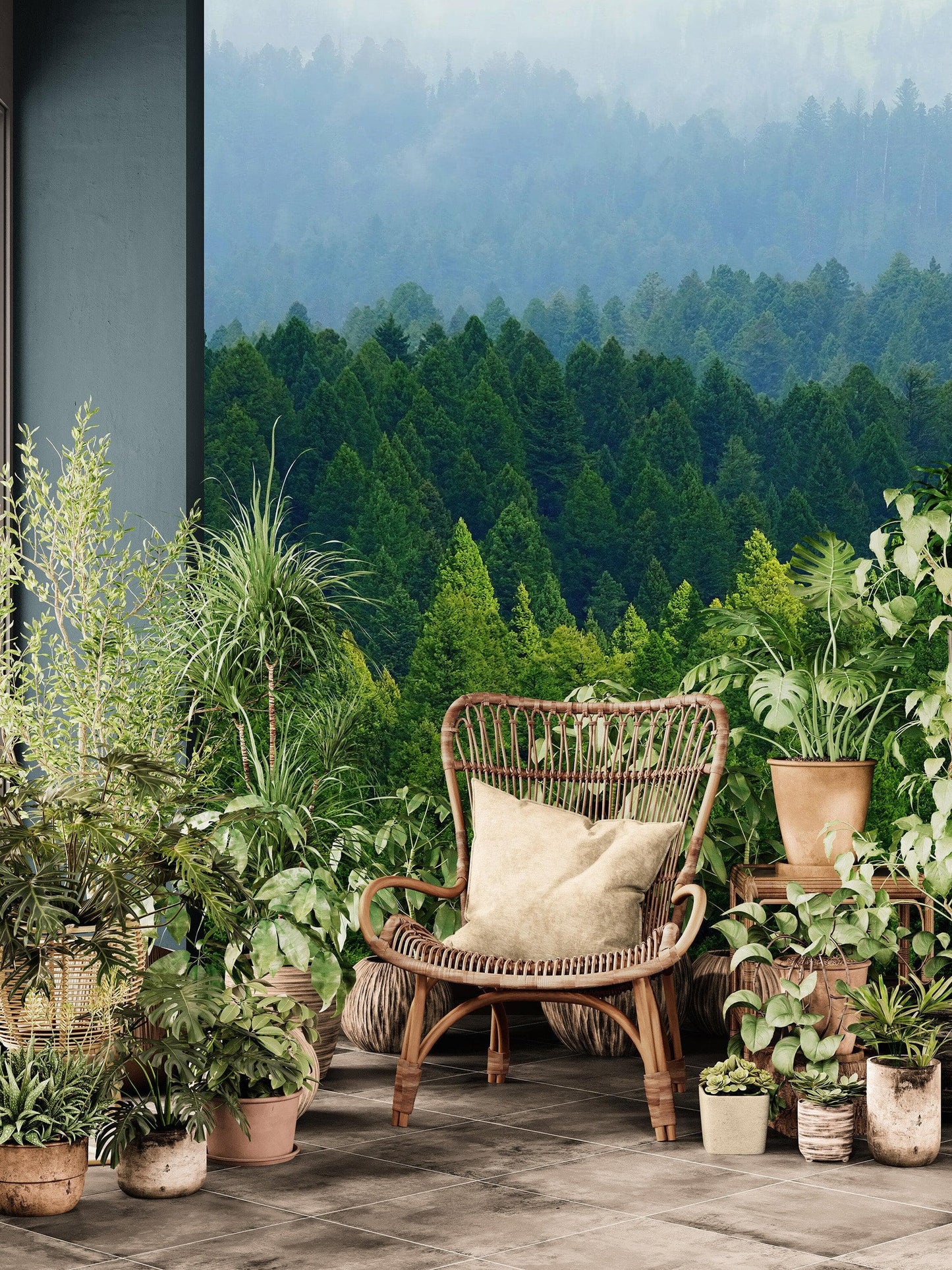 Green Forest Wallpaper Mural. Scenic Landscape Wall Mural. #6894