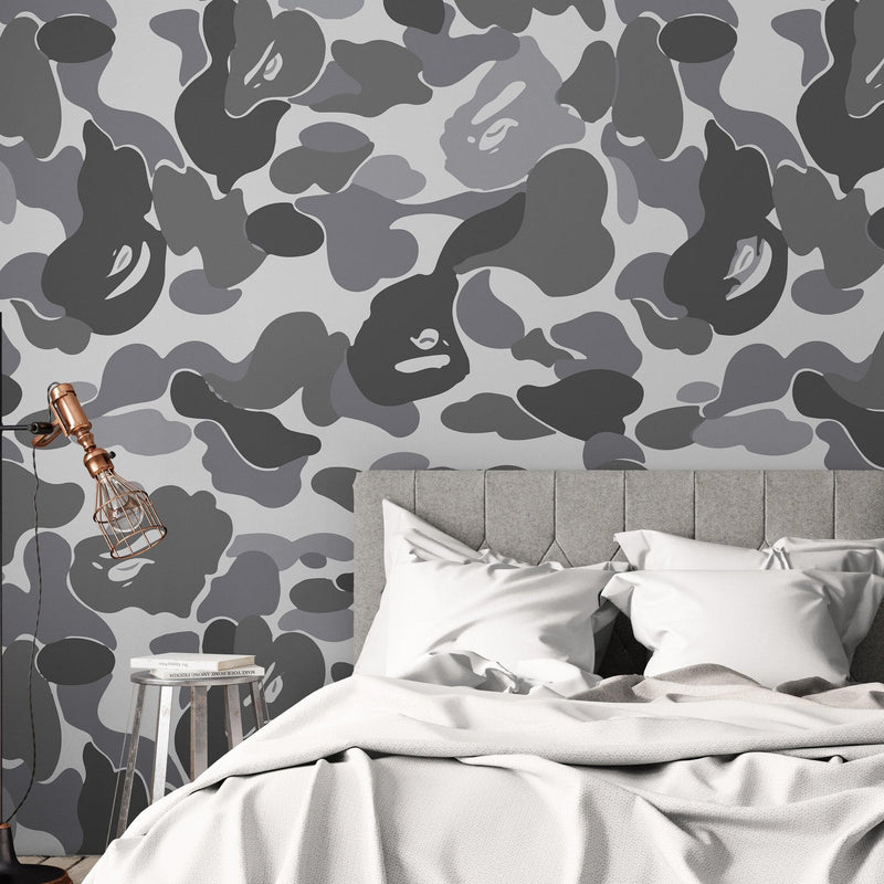 Bape Camo Wallpaper Mural. Grey Camo Streetwear Hype Beast Aesthetics. #6901