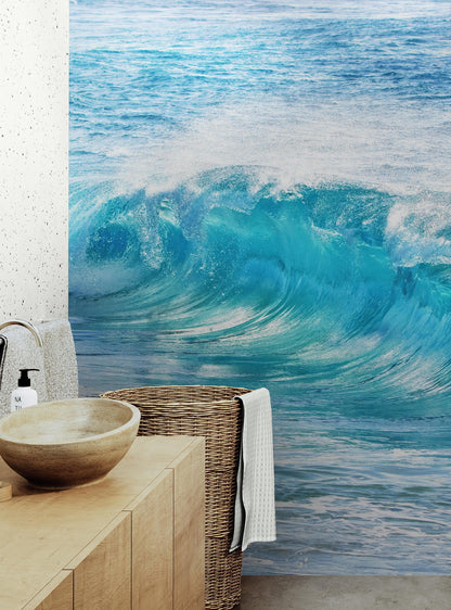 Turquoise Ocean Wave Wallpaper. Surf Ocean Wave Wall Mural. #6924