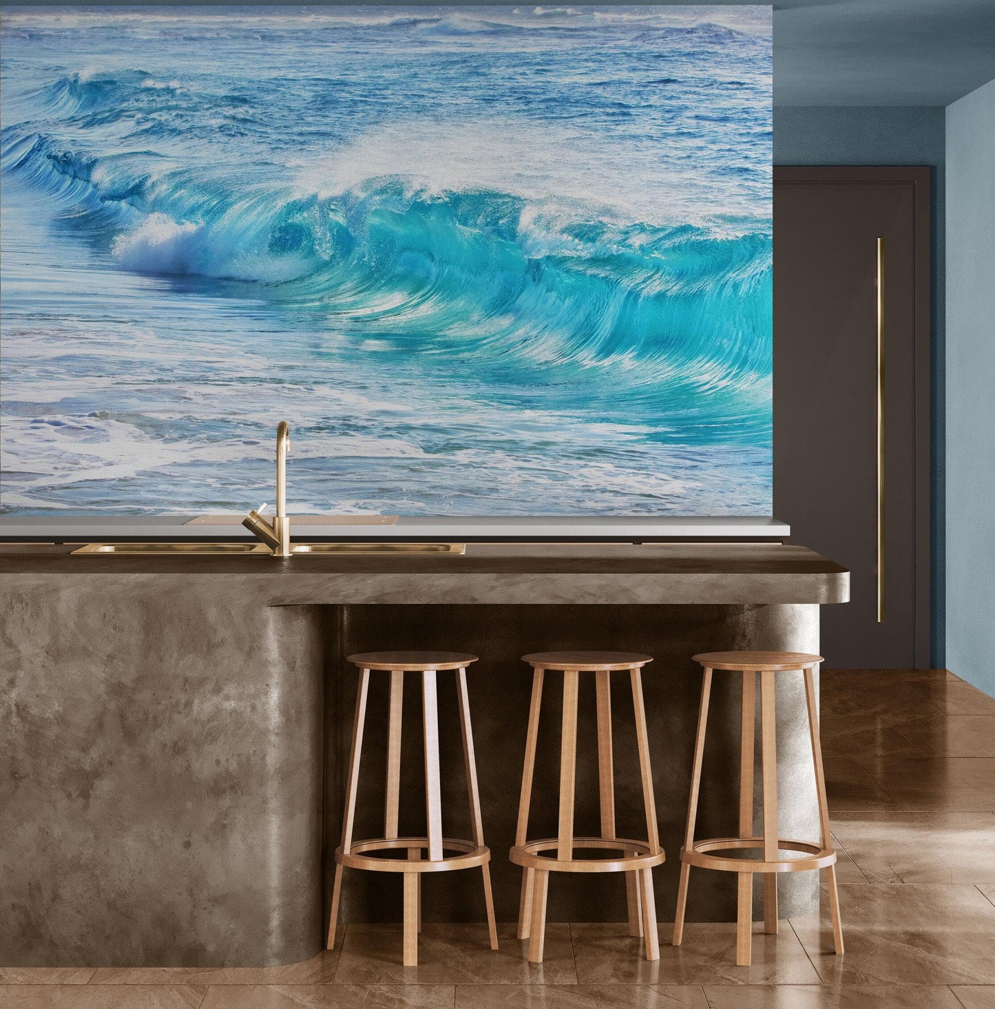Turquoise Ocean Wave Wallpaper. Surf Ocean Wave Wall Mural. #6924