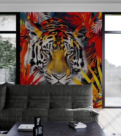 Glamour Chic Colorful Jungle Tiger Wall Mural. #6926