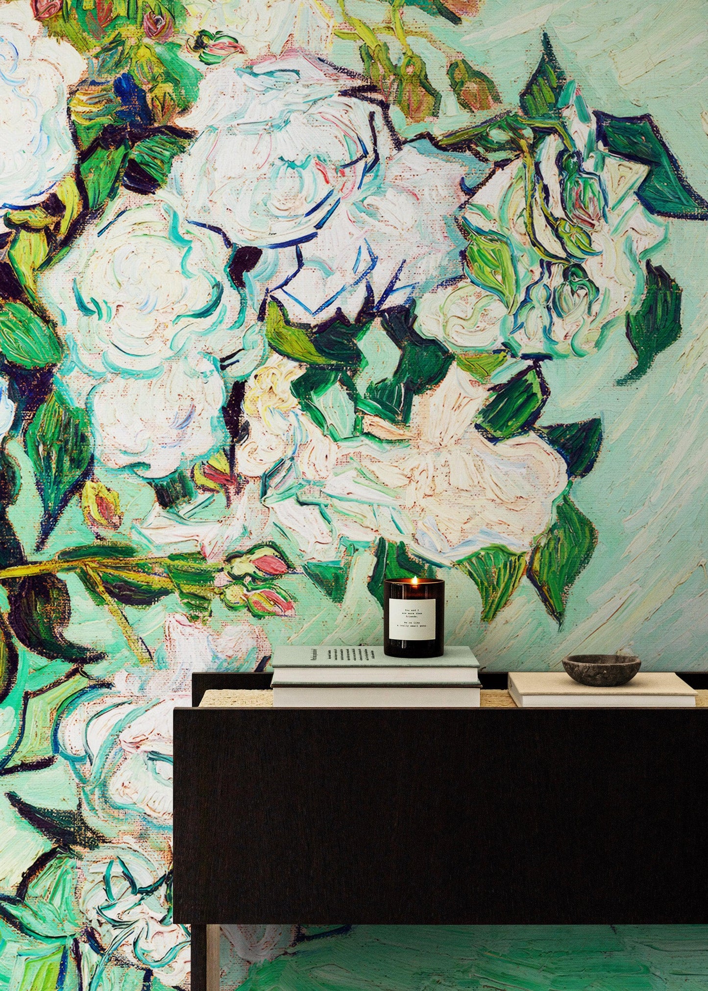 Vincent Van Gogh White Flowers in Vase Wall Mural. #6960