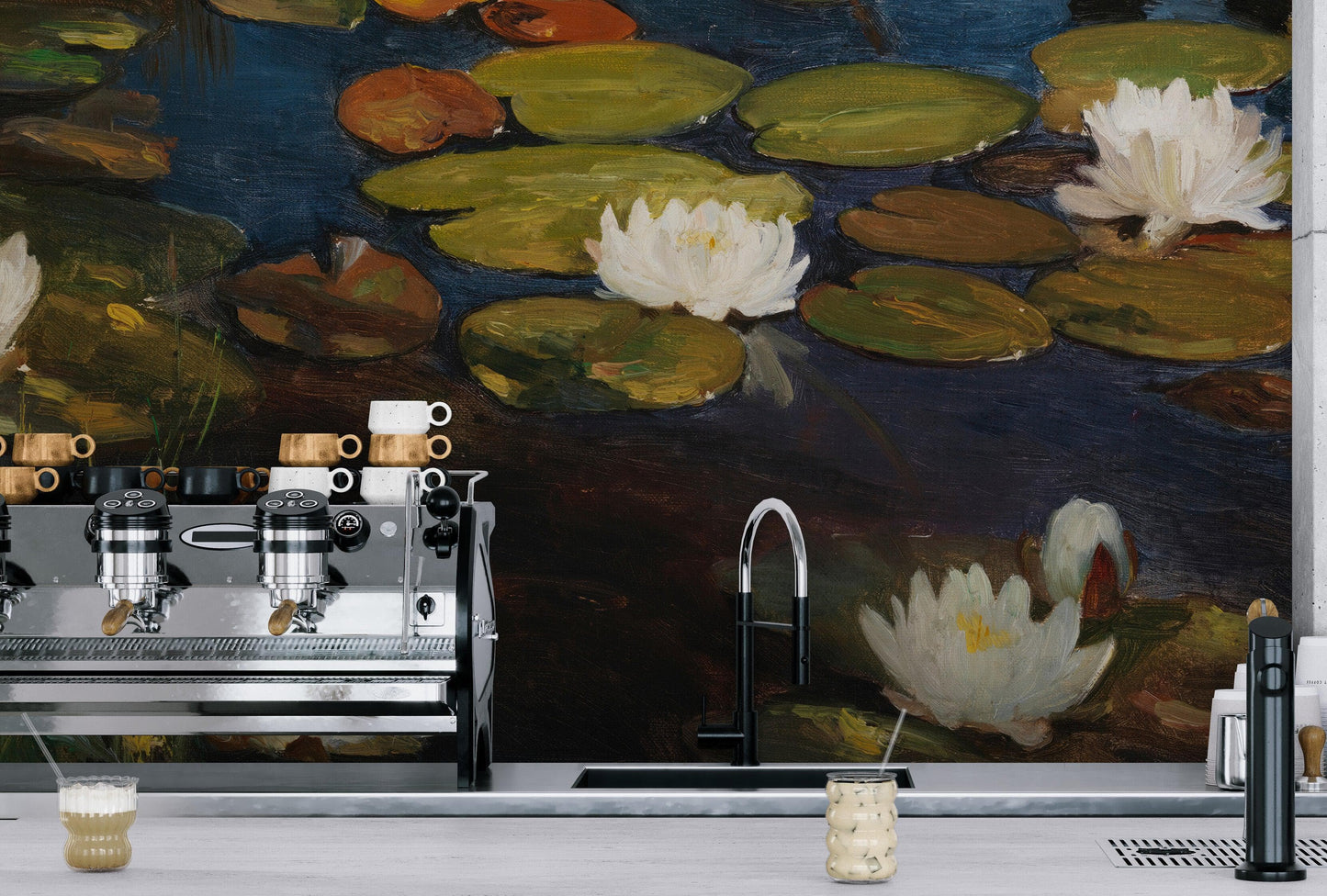 Albert Edelfelt Water Lilies Painting Wallpaper Mural. #6963