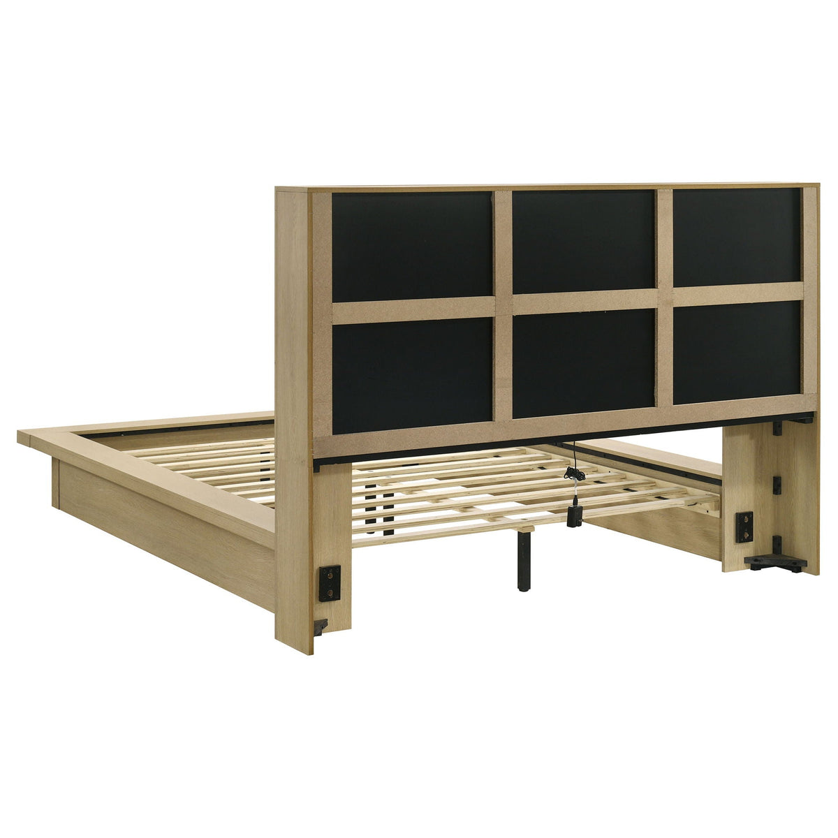 Hendricks Queen Bookcase Headboard Platform Bed Light Oak