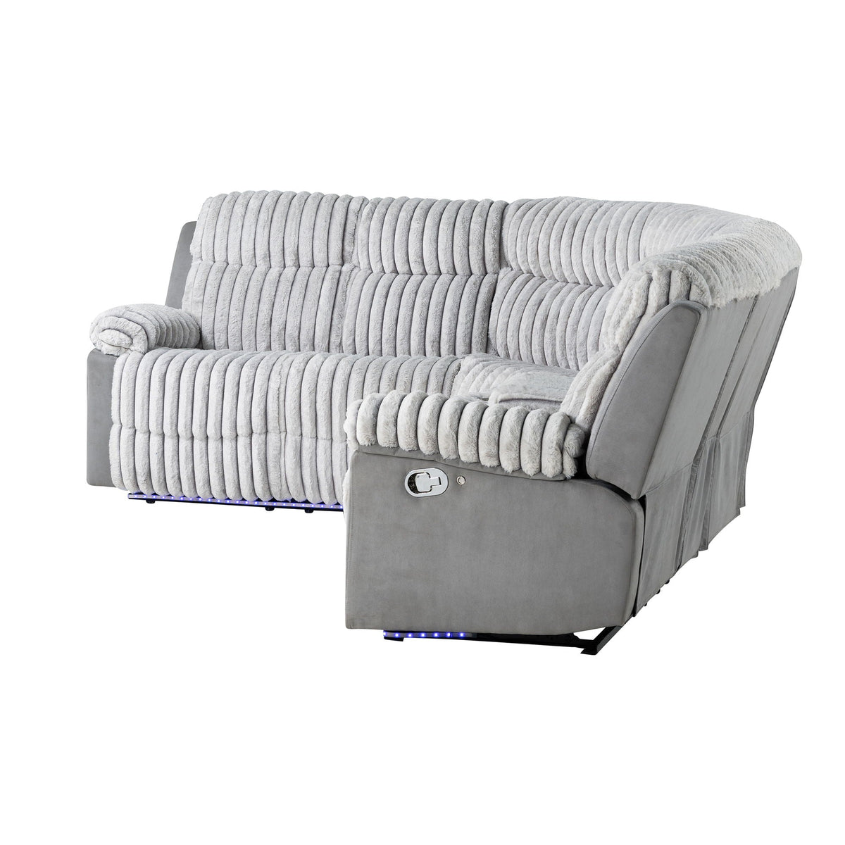 Bruni - Sectional Sofa With LED Lighting And Manual Recline - Gray