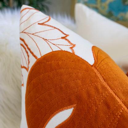 Autumn Vibes Leaf Accent Pillow