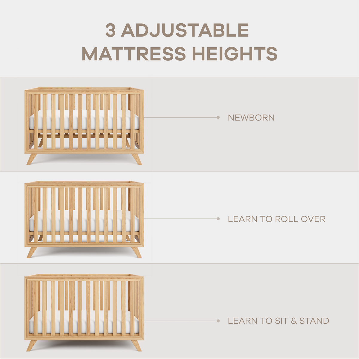 Baby Crib for 0 to 3 Years - Natural Wood