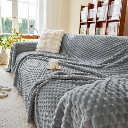 Thick Plush Non-Slip Sofa Throw Cover, Warm Soft Faux Fur Couch Protector for Winter