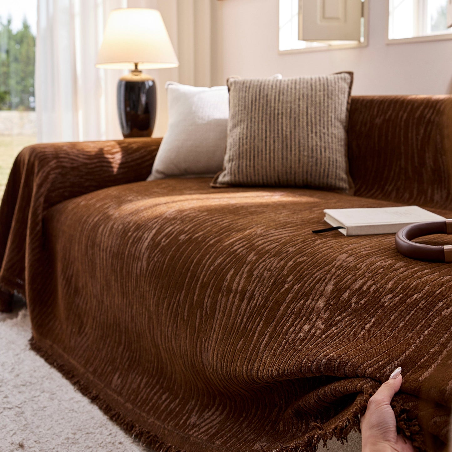 Chenille Sofa Cover Throw Couch Cover Blanket, Soft Slipcover Alternative for Pets