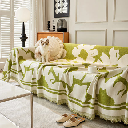 Chenille Floral Soft Thick Reversible Blanket Covers for Couch, Couch Protector Blanket Cover Sofa
