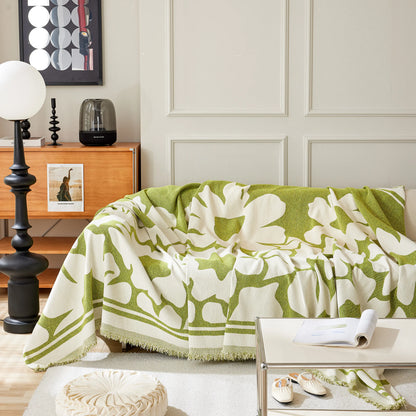 Chenille Floral Soft Thick Reversible Blanket Covers for Couch, Couch Protector Blanket Cover Sofa