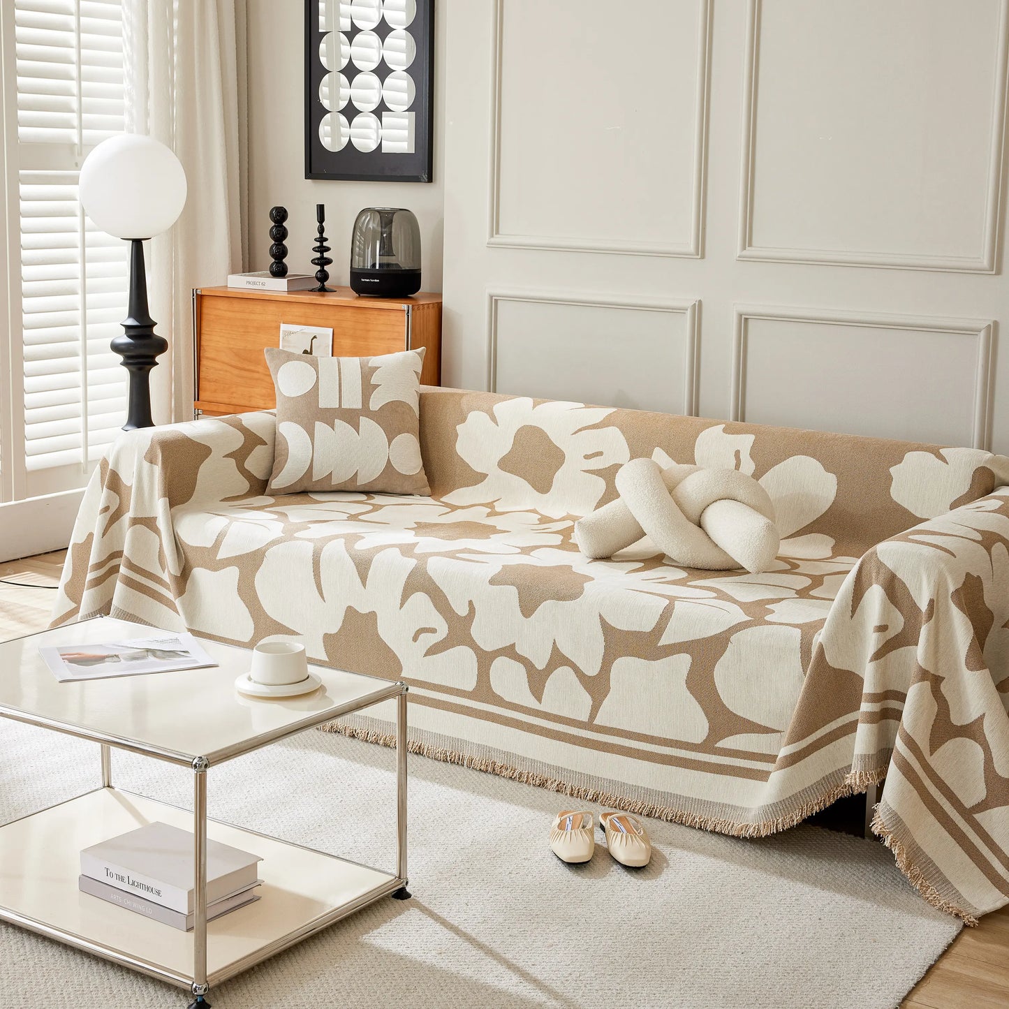 Chenille Floral Soft Thick Reversible Blanket Covers for Couch, Couch Protector Blanket Cover Sofa