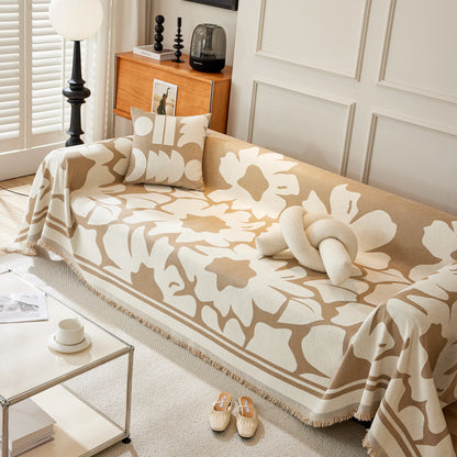 Chenille Floral Soft Thick Reversible Blanket Covers for Couch, Couch Protector Blanket Cover Sofa
