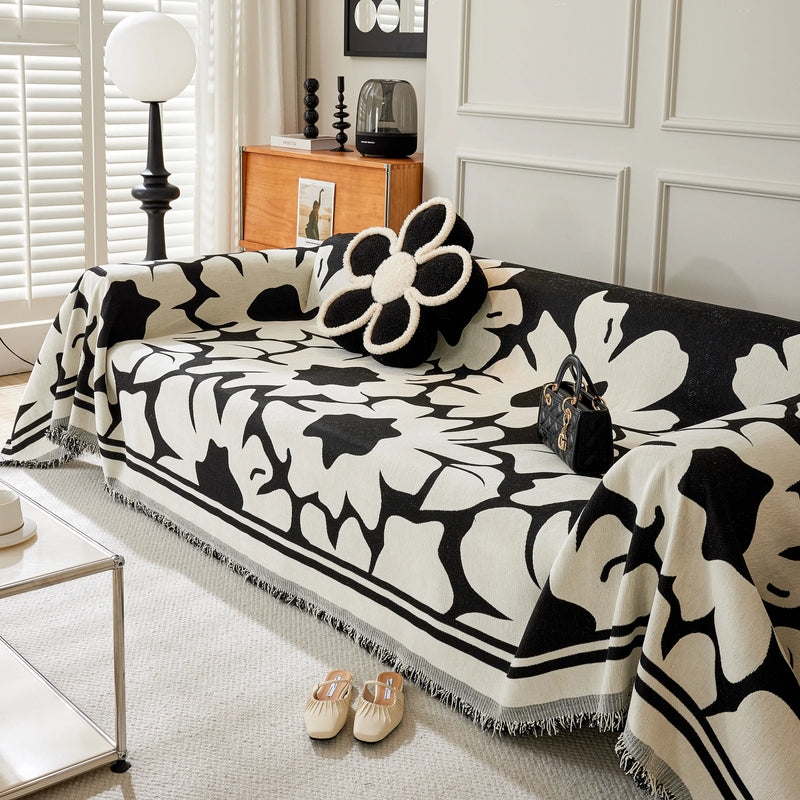 Chenille Floral Soft Thick Reversible Blanket Covers for Couch