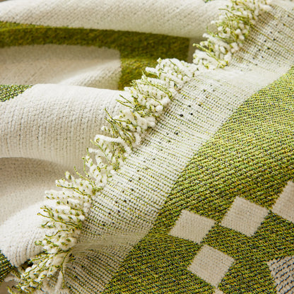 Boho Geometric Chenille Throw Sofa Cover Soft Textured Decorative Couch Blanket