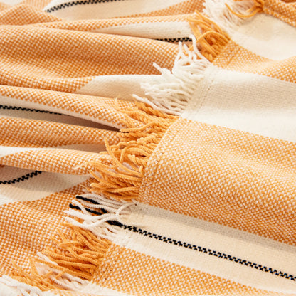 Striped Chenille Sofa Slipcover Throw, Soft Thick Washable Couch Cover Blanket