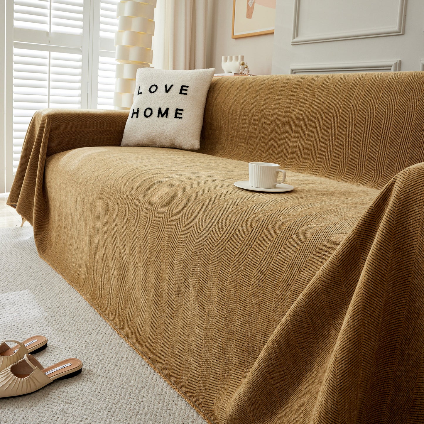 Herringbone Oversized Chenille Couch Throw Cover Sofa Slipcovers Couch Covers for Sectional Couches